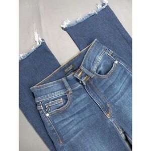 Judy Blue Boot Cut Jeans Dark Wash Distressed Raw Hem Size 3/26